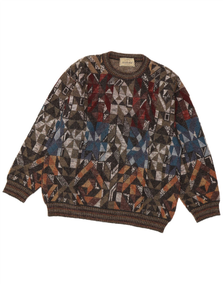 Suspense Herre Crew Neck Jumper Sweater IT 48 Medium Flerfarvet Geometrisk