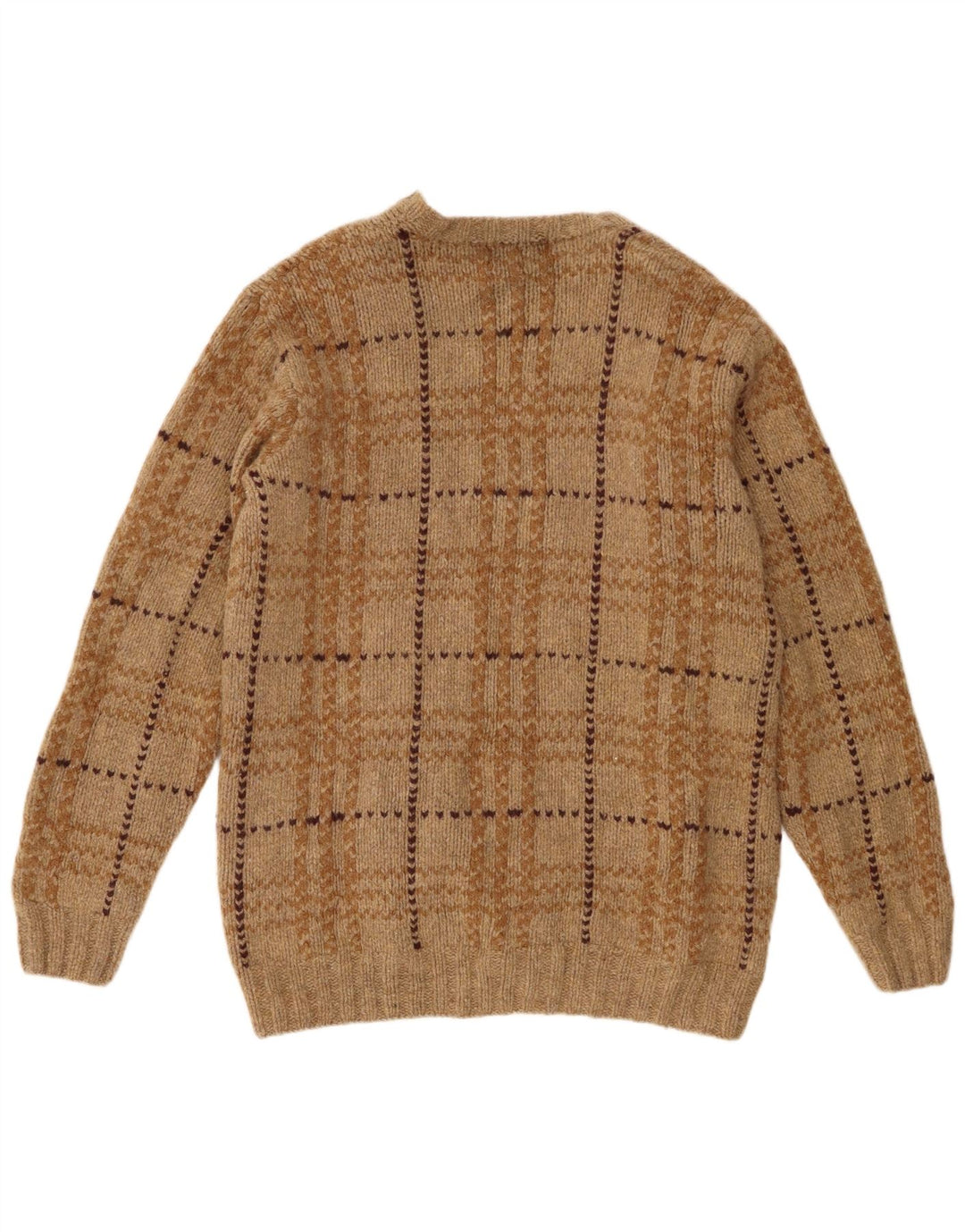 Eddie Bauer Herre sweater med rund hals XL brun ternet lammeuld