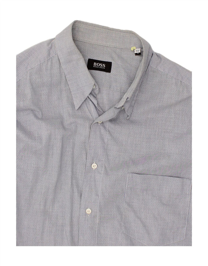 HUGO BOSS Mens Shirt Size 42 Large Grey Cotton Vintage Hugo Boss and Second-Hand Hugo Boss from Messina Hembry 