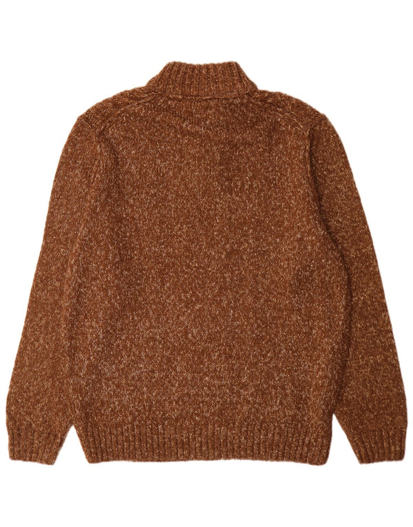 C&A Herre Button Neck Sweater XL Brun Flecked Acryl