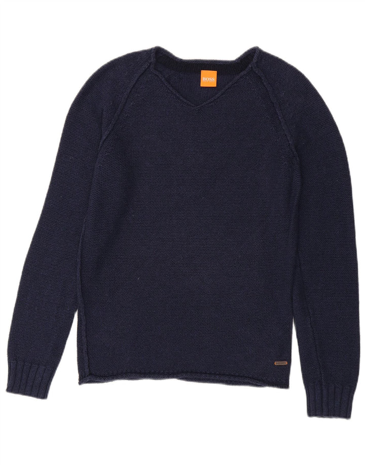 HUGO BOSS Dame V-hals sweater UK 10 Small Navy Blue