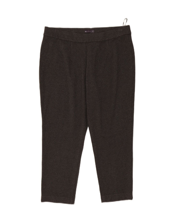 Marks & Spencer Dame Cropped Trousers UK 18 XL W36 L25 Grå Houndstooth