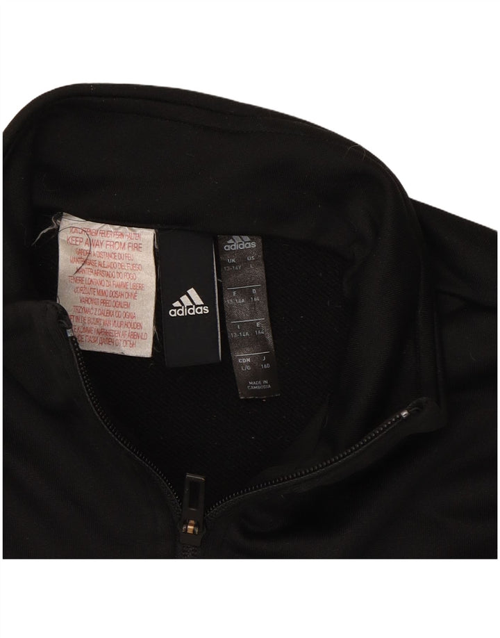 ADIDAS Boys Climalite Sweatshirt Jumper 13-14 Years Black Colourblock