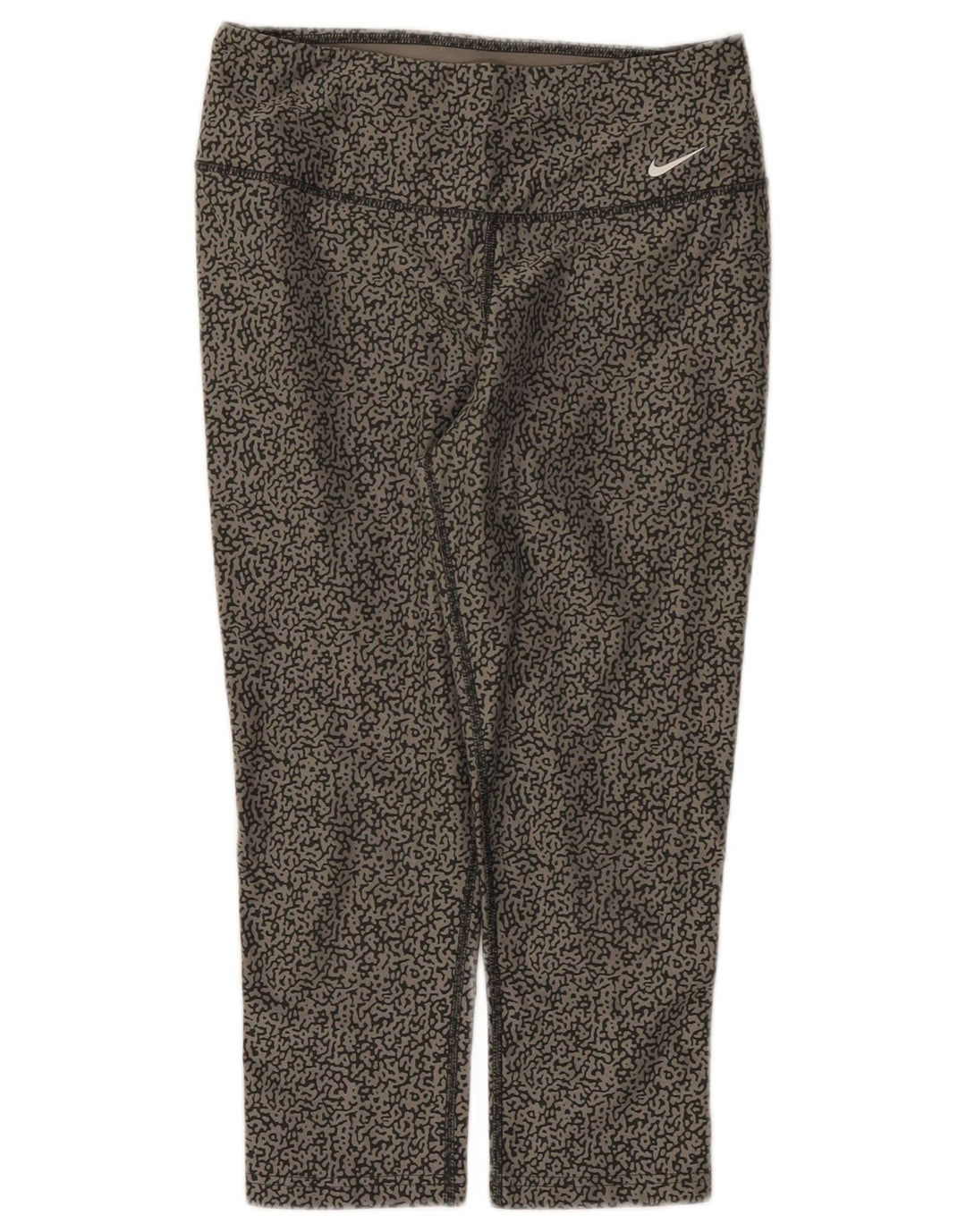 Nike Dame Dri Fit abstrakt mønster Capri Leggings UK 10 Small Grå