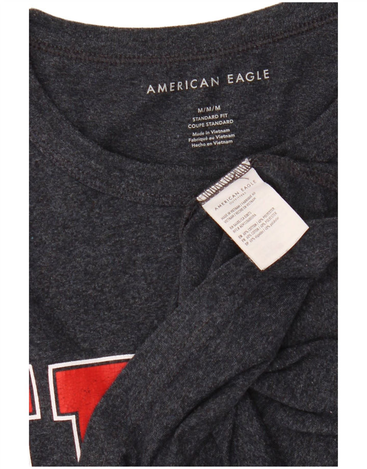 AMERICAN EAGLE Herre Coupe Standard Grafisk T-Shirt Top Medium Navy Blue