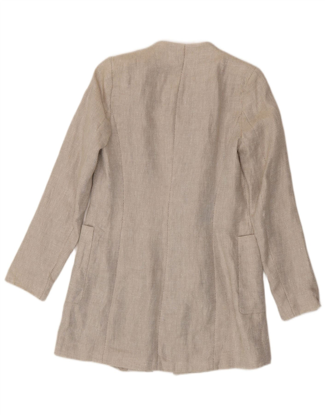 Zara Womens Open Overcoat UK 10 Small Beige Linen