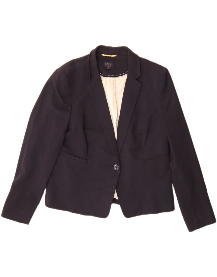 Marks & Spencer Dame 1-knaps blazerjakke UK 18 XL Marineblå polyester