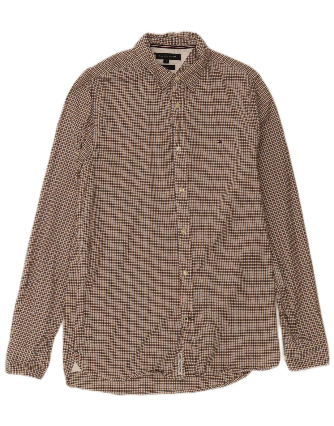TOMMY HILFIGER Herre Slim Fit skjorte Medium Gul Gingham Cotton