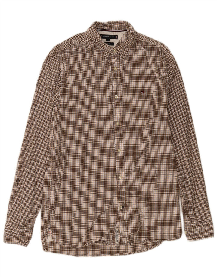 TOMMY HILFIGER Herre Slim Fit skjorte Medium Gul Gingham Cotton
