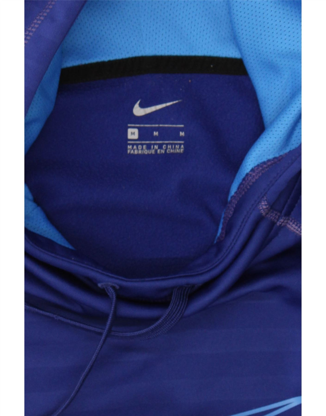 NIKE Womens Graphic Hoodie Jumper UK 14 Medium Blue Striped Polyester Vintage Nike and Second-Hand Nike from Messina Hembry 