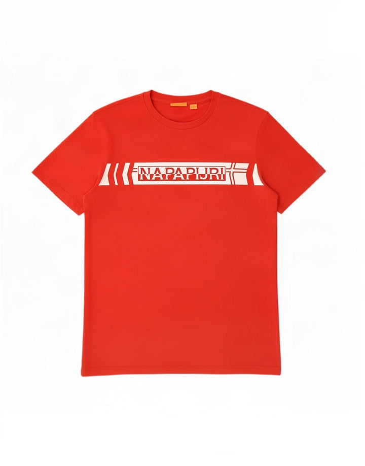 Napapijri Herre grafisk T-shirt Top Medium Rød Bomuld