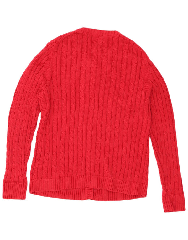 L.L.Bean Dame Cardigan Sweater UK 18 XL Rød Bomuld