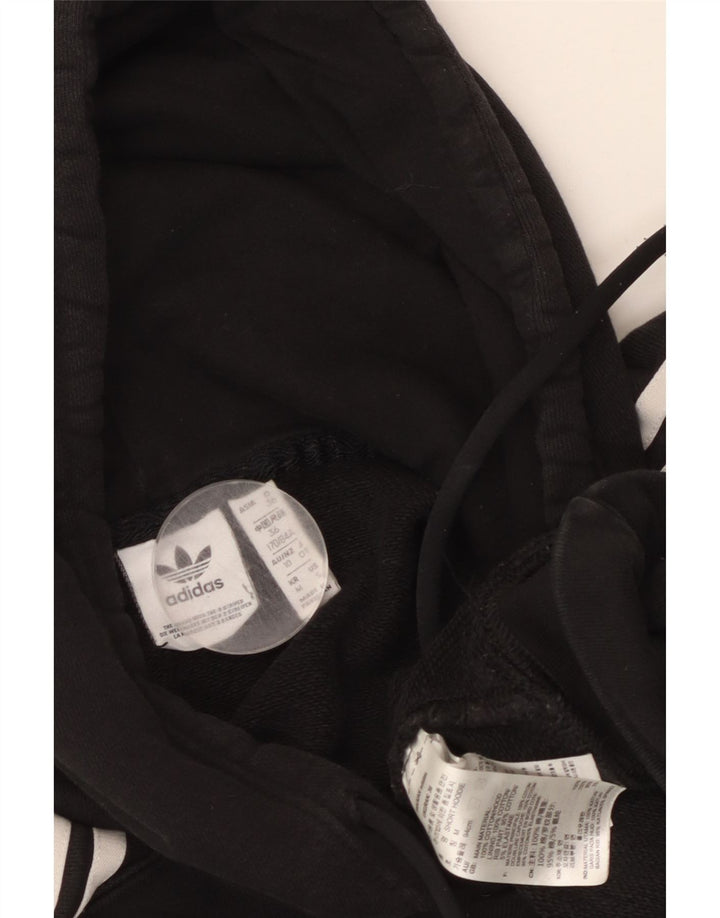 ADIDAS Dame Crop Oversized hættetrøje Jumper UK 10 Small Black Bomuld