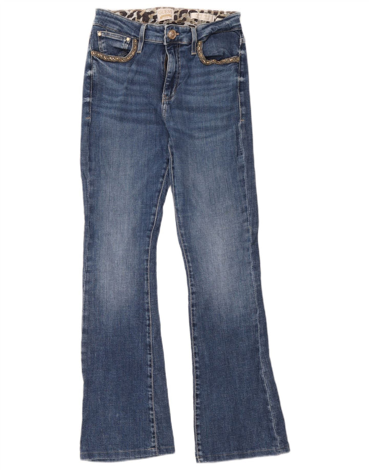 Guess Womens High Rise Bootcut Jeans W28 L28 Blue Cotton