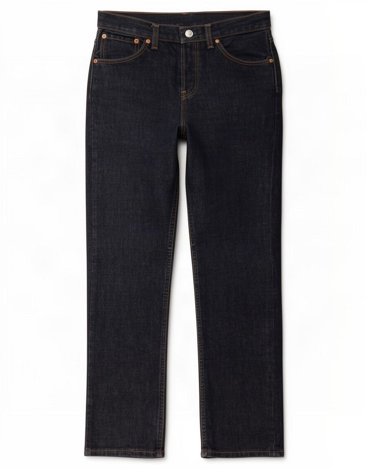 Levi's Dame Distressed Straight Jeans W29 L34 Marineblå Bomuld