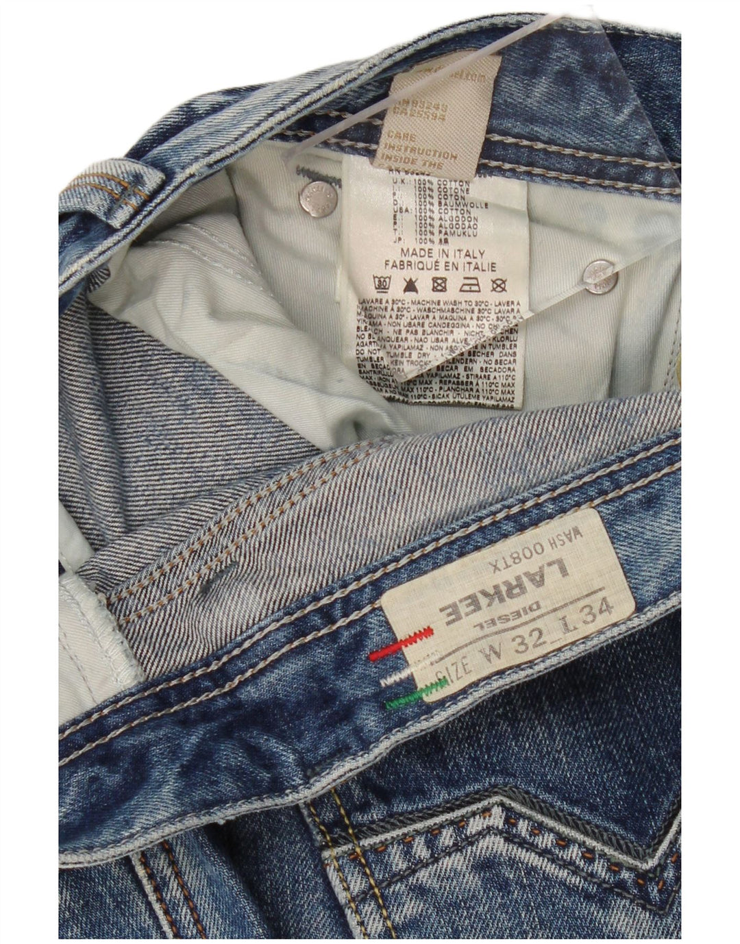 DIESEL Herre Larkee Straight Jeans W32 L34 Blå Bomuld