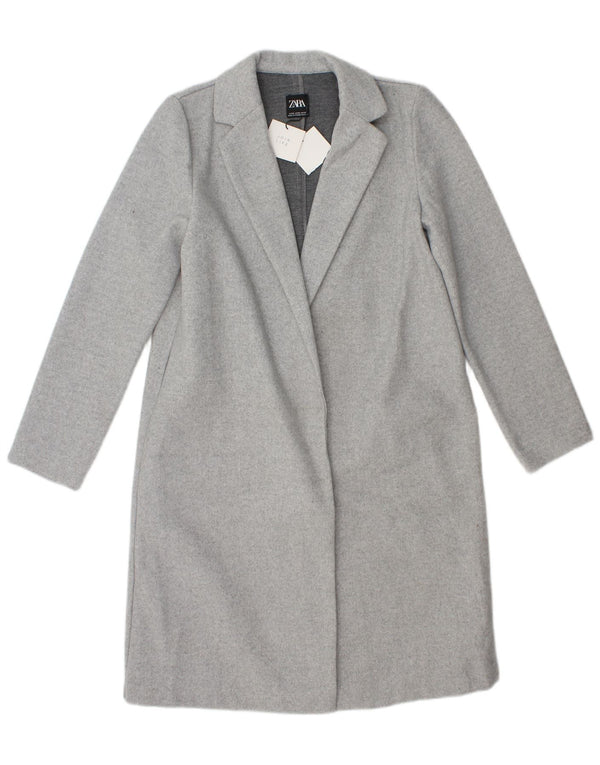 Zara Womens Open Overcoat UK 14 Medium Grey Polyester