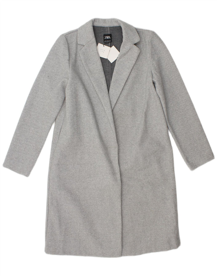 Zara Womens Open Overcoat UK 14 Medium Grey Polyester