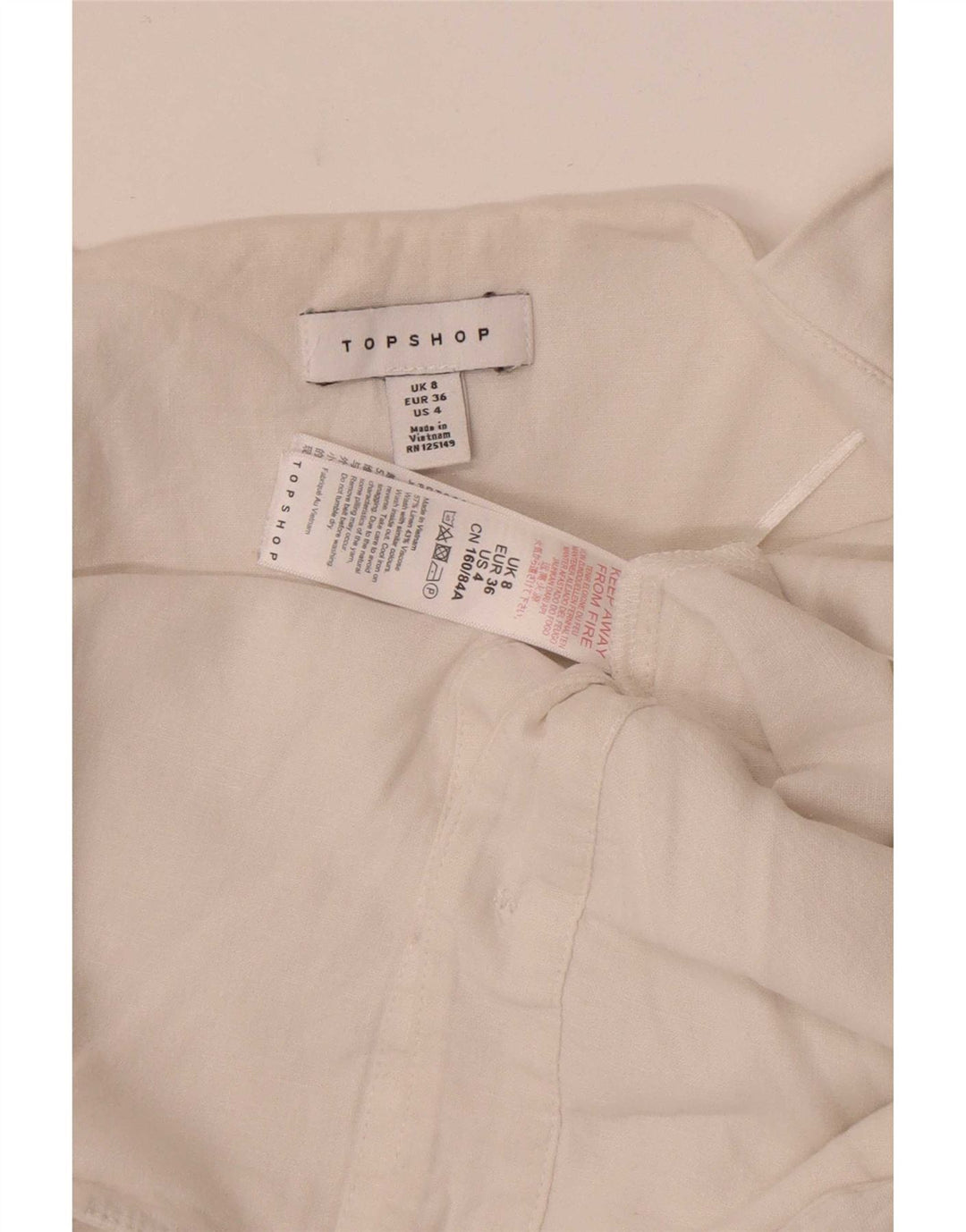 Topshop Dame Ærmeløs Jumpsuit UK 8 Small White Linen