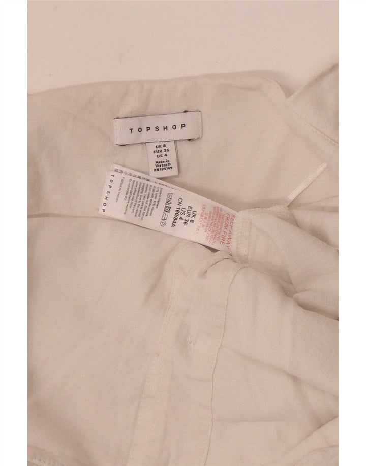 Topshop Dame Ærmeløs Jumpsuit UK 8 Small White Linen