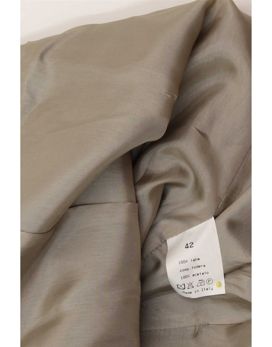 Vintage dobbeltradet blazerjakke til kvinder IT 42 Medium Beige Uld
