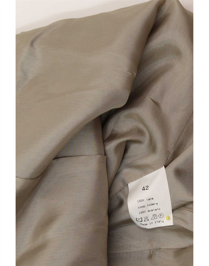 Vintage dobbeltradet blazerjakke til kvinder IT 42 Medium Beige Uld