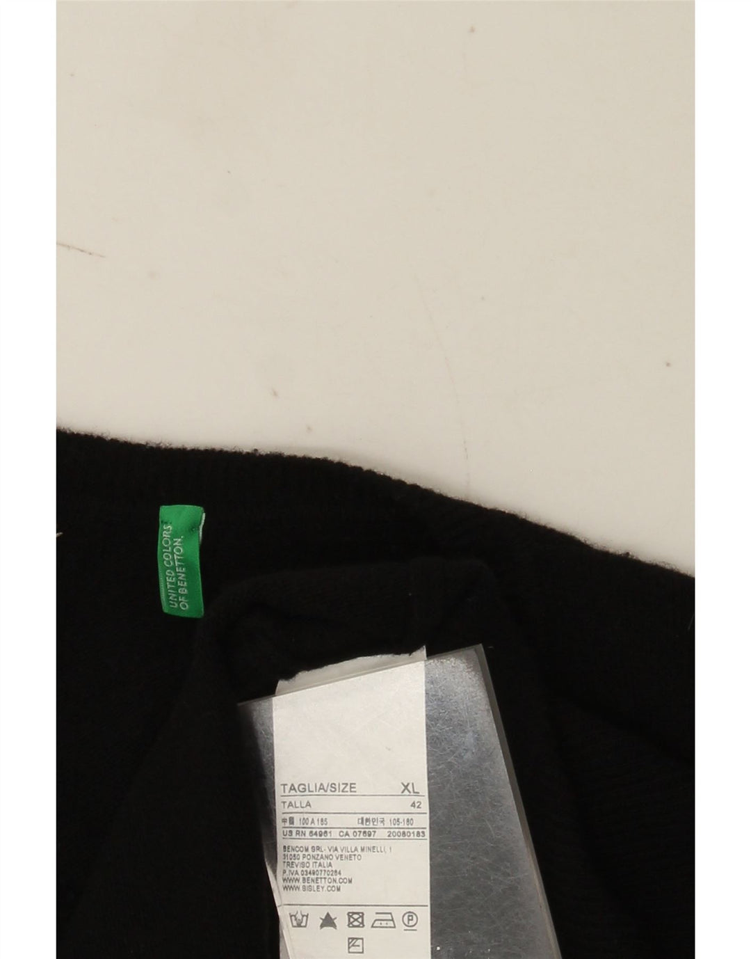 Benetton Herre Slim Fit Vest Tank Top XL Sort Uld