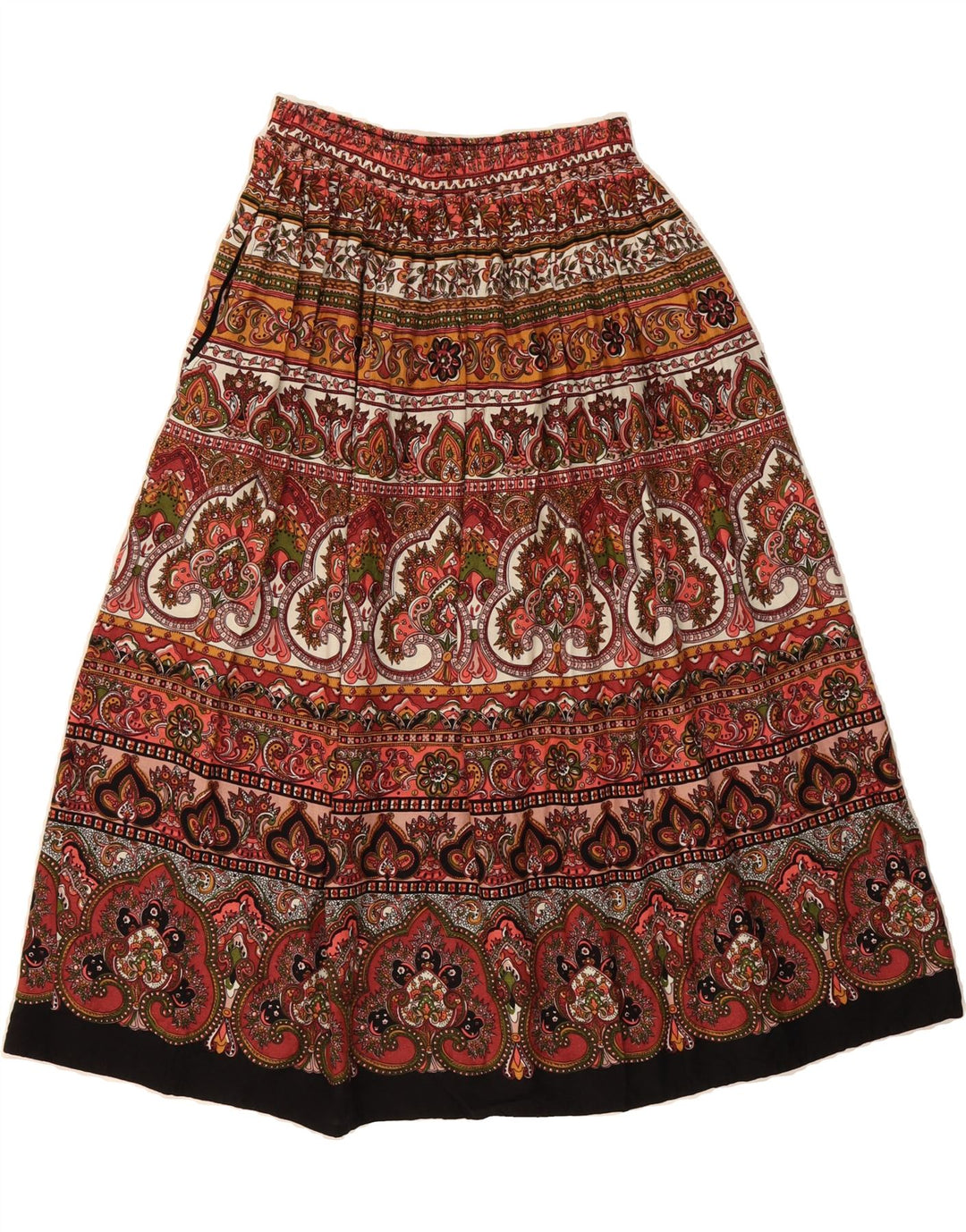 VINTAGE Womens Flared Skirt One Size W26 Multicoloured Paisley Viscose Vintage Vintage and Second-Hand Vintage from Messina Hembry 