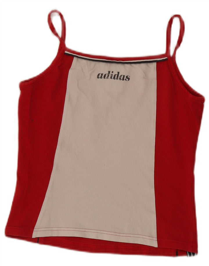 Adidas Womens Crop Graphic Cami Top UK 14 Medium Red Colourblock Bomuld