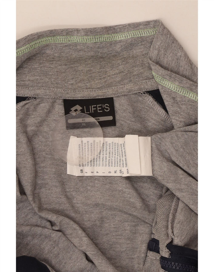 LOTTO Mens Tracksuit Top Jacket Large Grey Colourblock Cotton