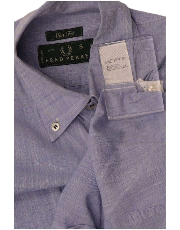 FRED PERRY Slim Fit skjorte til mænd, lille blå bomuld