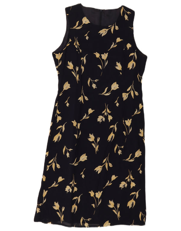 Toska Dame Ærmeløs Skift Kjole UK 10 Small Navy Blue Floral Polyester