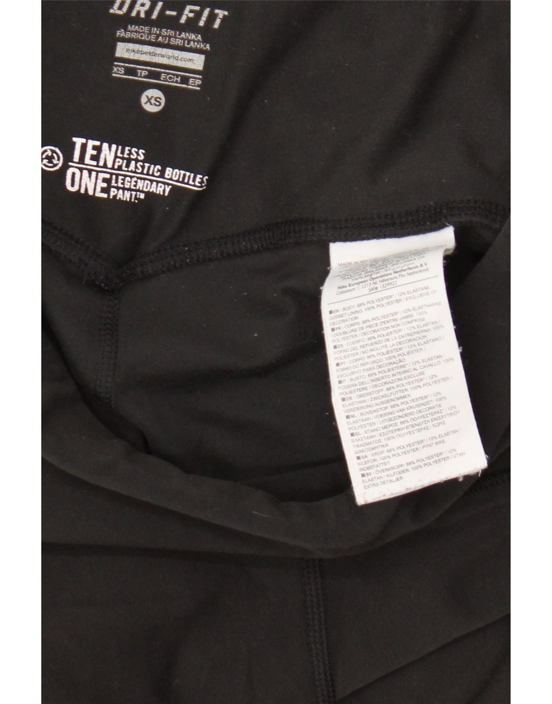 Nike Dame Dri Fit Leggings UK 4 XS Sort Polyester