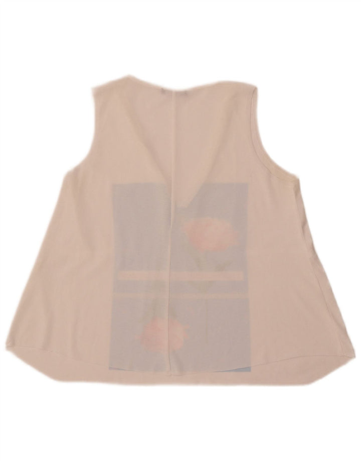 Zara Kvinder Grafisk Vest Top UK 10 Small White Floral