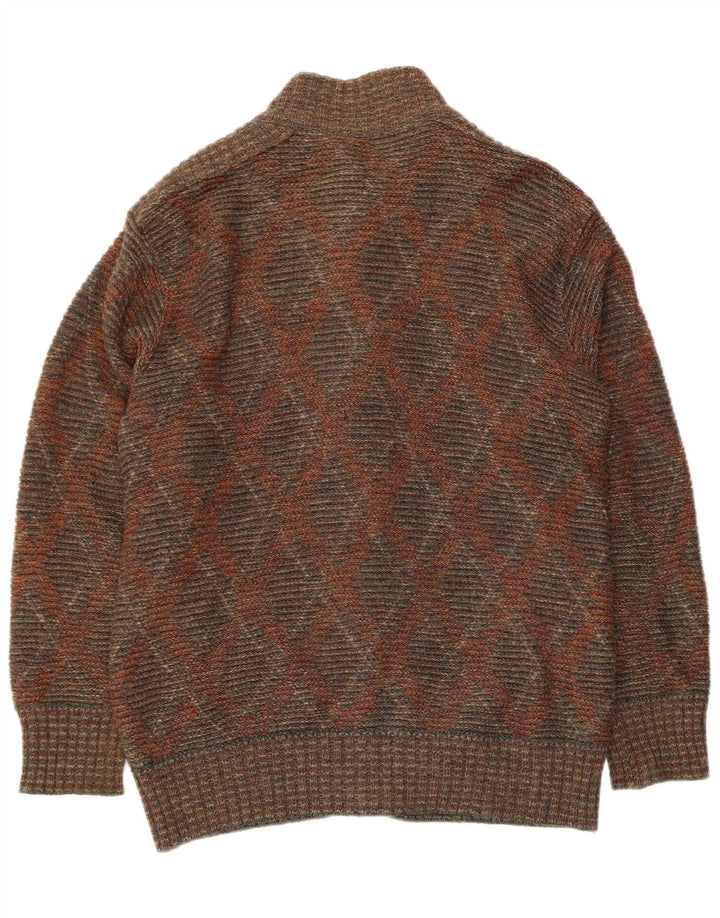 Dama herre cardigan sweater lille brun ternet