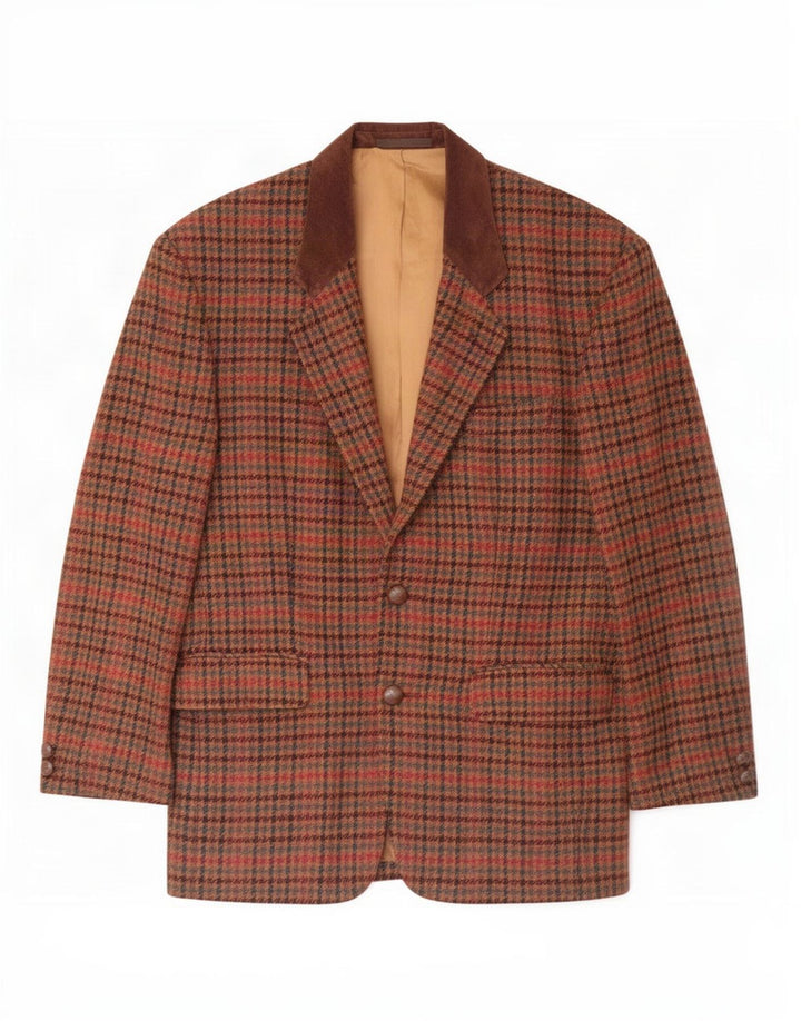 Circolo Herre 2-knaps blazerjakke IT 48 Medium Brown Houndstooth Uld