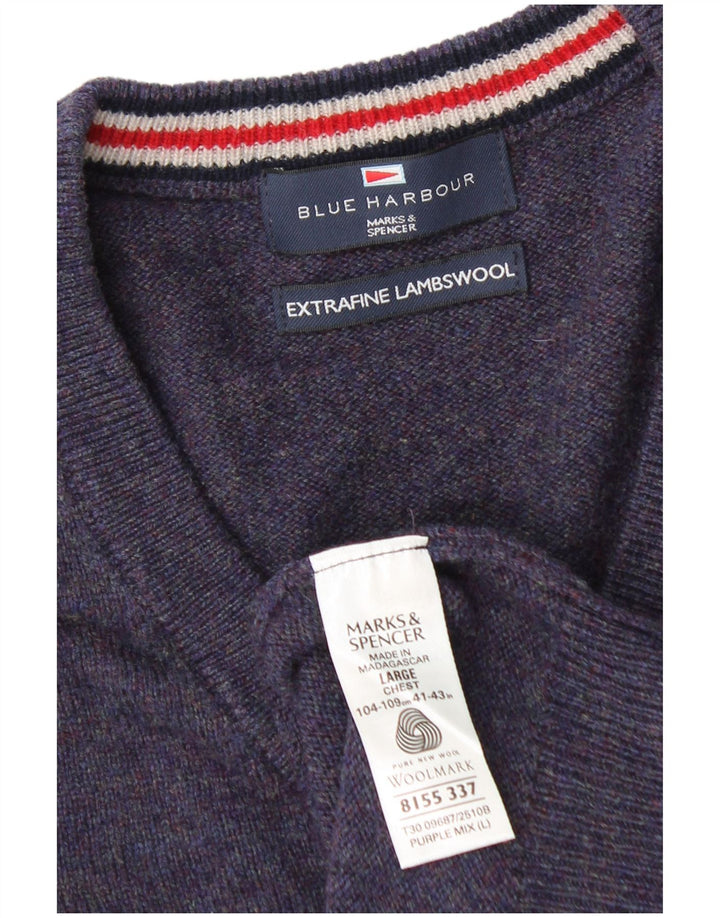 Marks & Spencer Herre Blue Harbor V-hals sweater Large Navy Blue