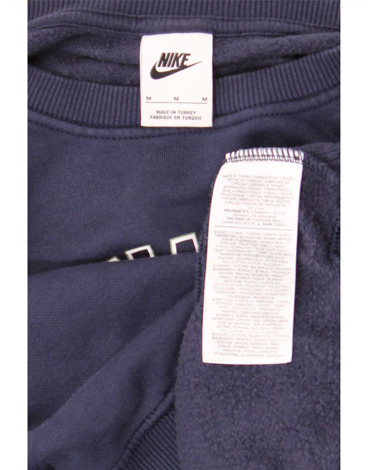 Nike Womens Crop Graphic Oversized Sweatshirt Jumper UK 14 Medium Navy Blue
