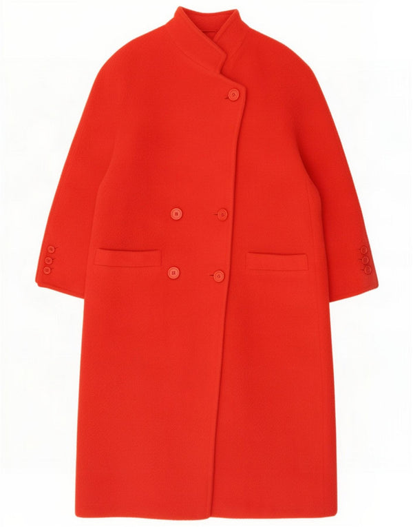 Vintage Womens Oversized Double Breasted Coat EU 36 Small Red Wool