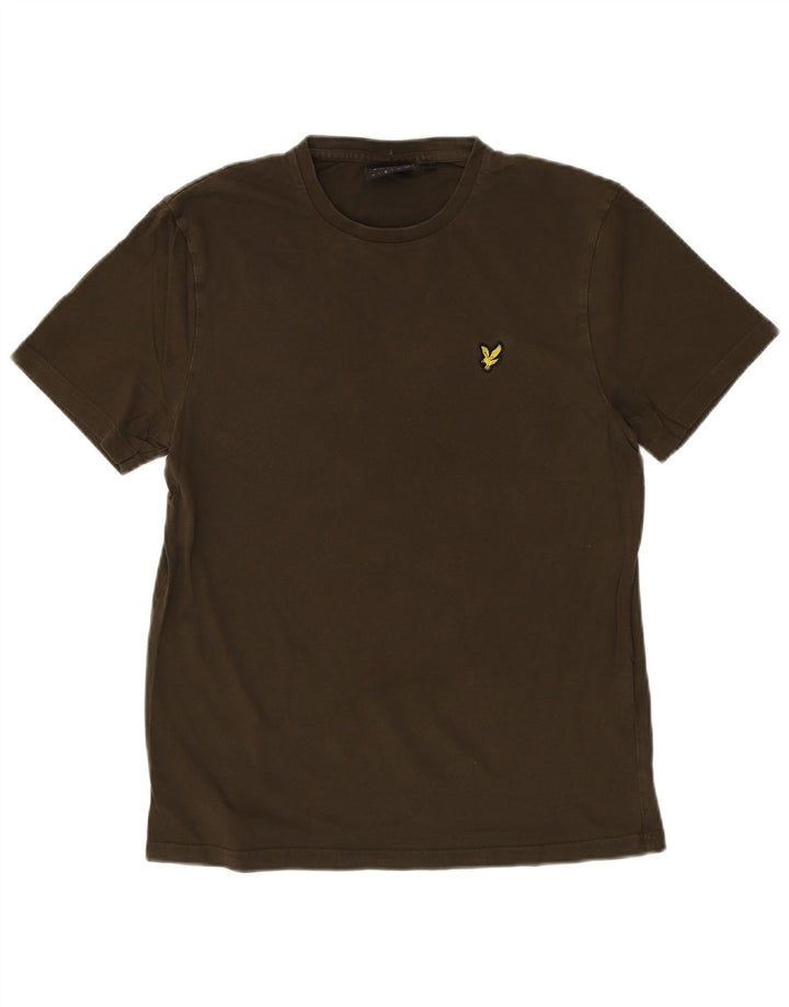 LYLE & SCOTT Mens T-Shirt Top Medium Khaki Cotton