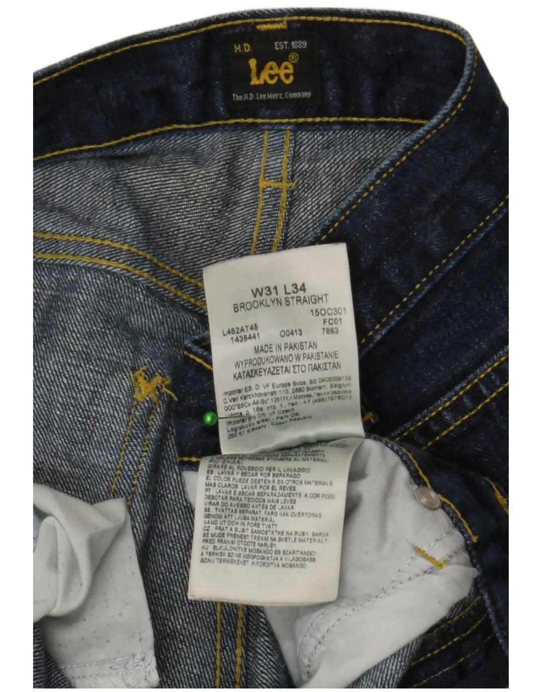 Lee Mens Brooklyn Straight Jeans W31 L34 Blå Bomuld