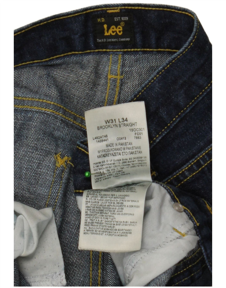 Lee Mens Brooklyn Straight Jeans W31 L34 Blå Bomuld