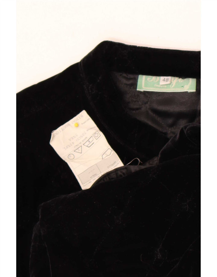 Vintage Dame Open Blazer Jacket IT 48 XL Sort Bomuld