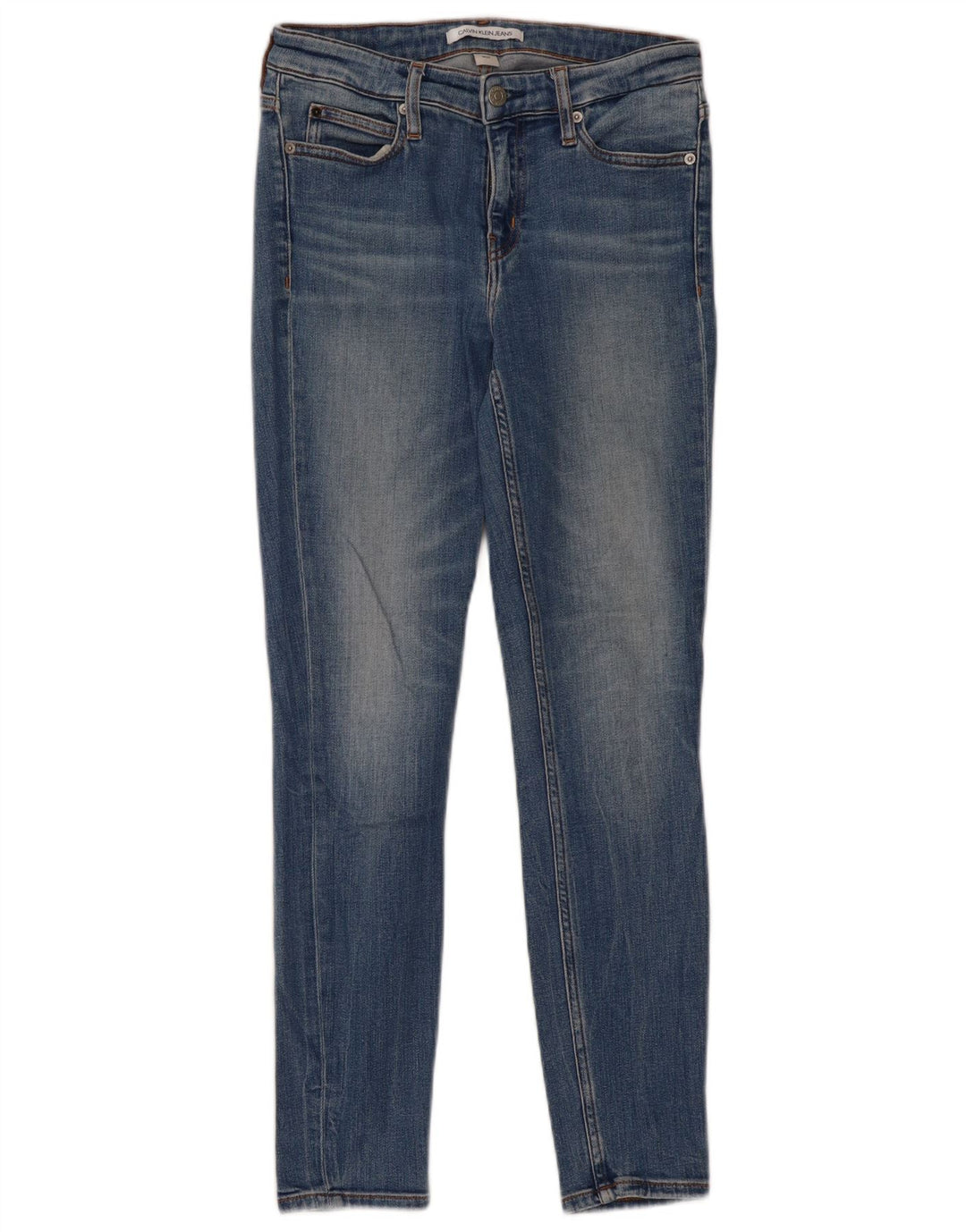 CALVIN KLEIN Dame Skinny Jeans W27 L28 Blå Bomuld