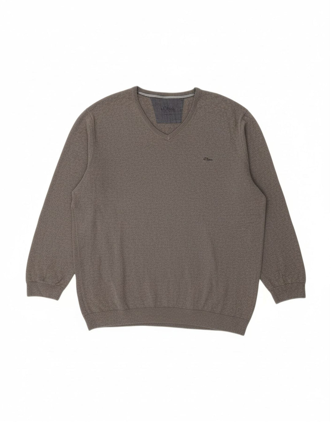 S.OLIVER Mens V-Neck Jumper Sweater 2XL Grey Cotton
