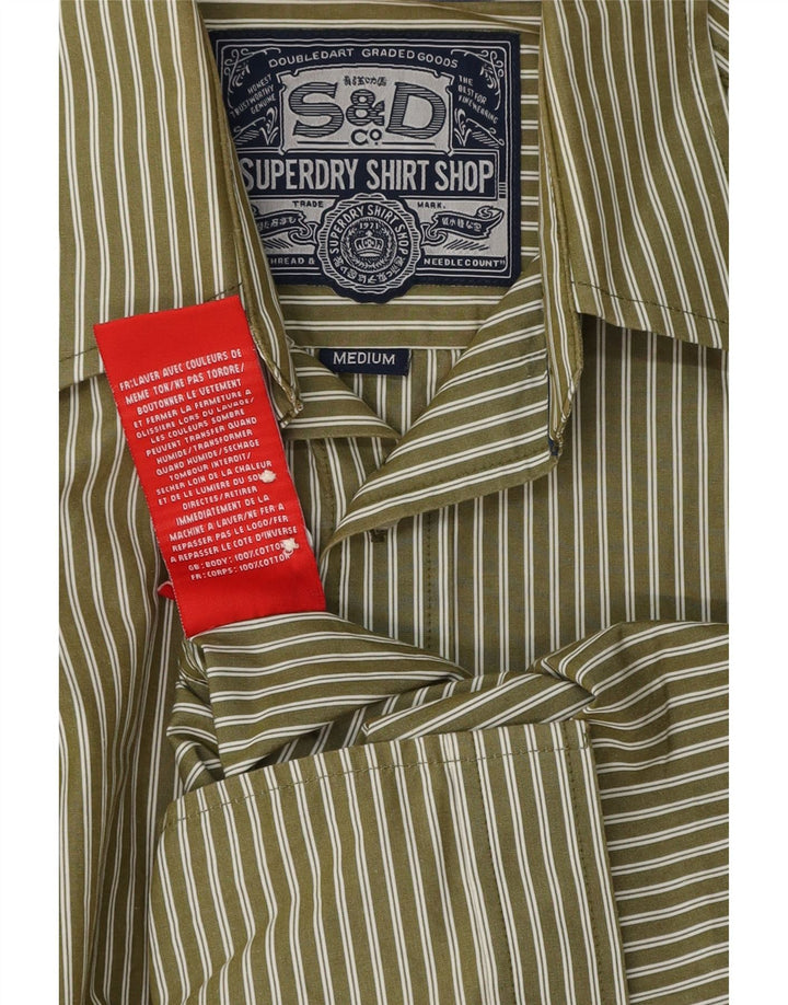 SUPERDRY Herreskjorte Medium Khaki stribet bomuld