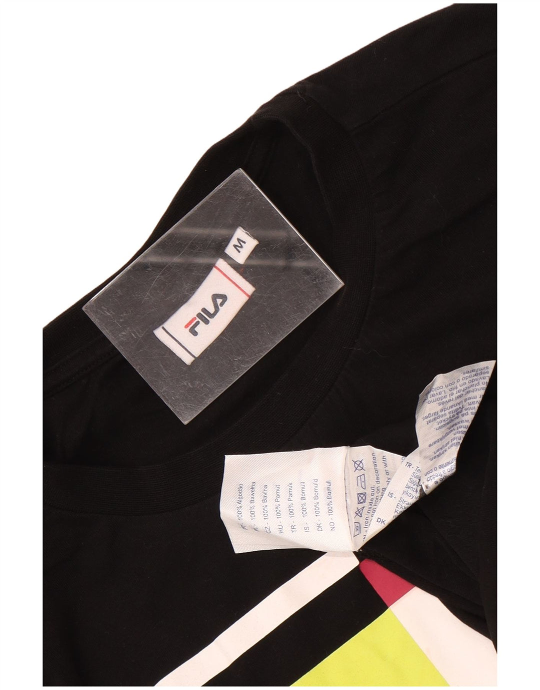 Fila Herre Grafisk T-Shirt Top Medium Sort Bomuld