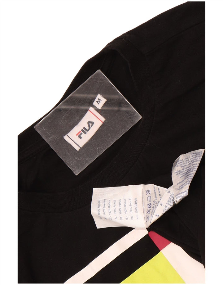 Fila Herre Grafisk T-Shirt Top Medium Sort Bomuld