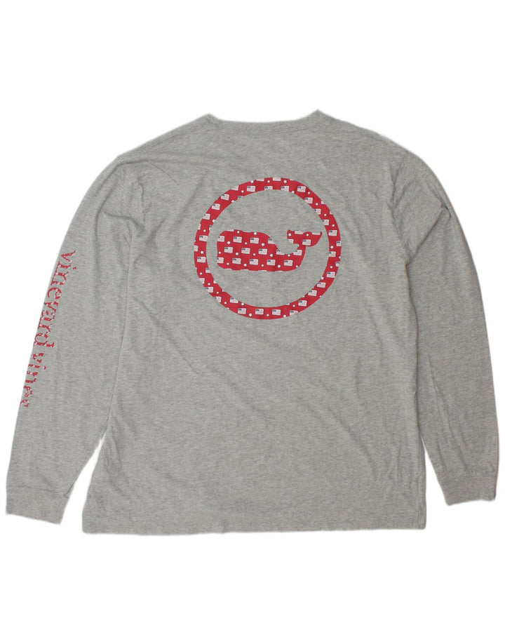VINEYARD VINES Herre Grafisk Top Langærmet XL Grå Bomuld