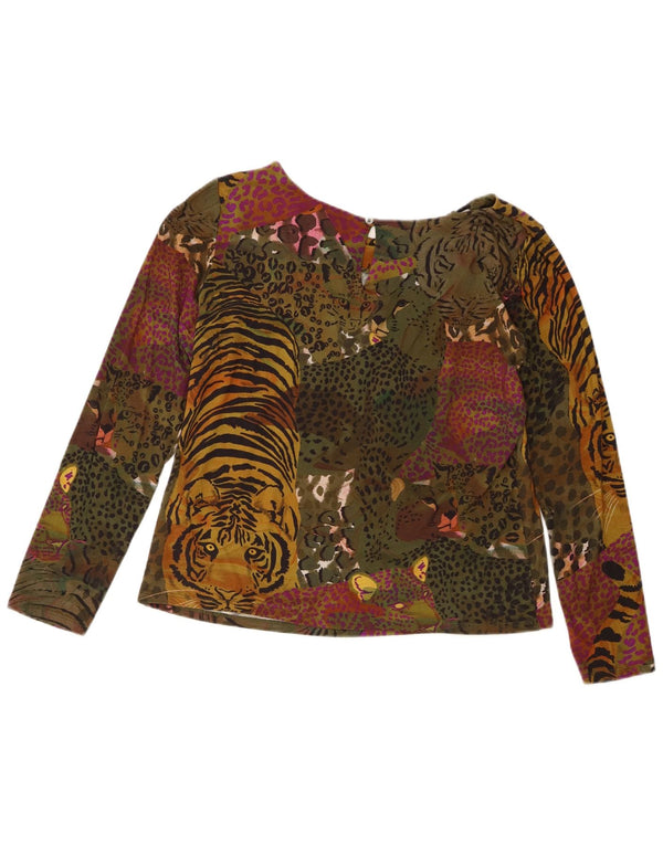 Desigual Dame Top Langærmet 2XL Grøn Animal Print Viscose